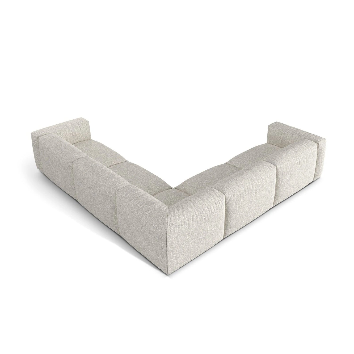 Martina modulares Ecksofa, Symmetrisch, Sitztiefe 76 cm, aus Boucle in Grau Beige meliert (Monet Pearl), 316x316 cm von Micadoni – Bild 3