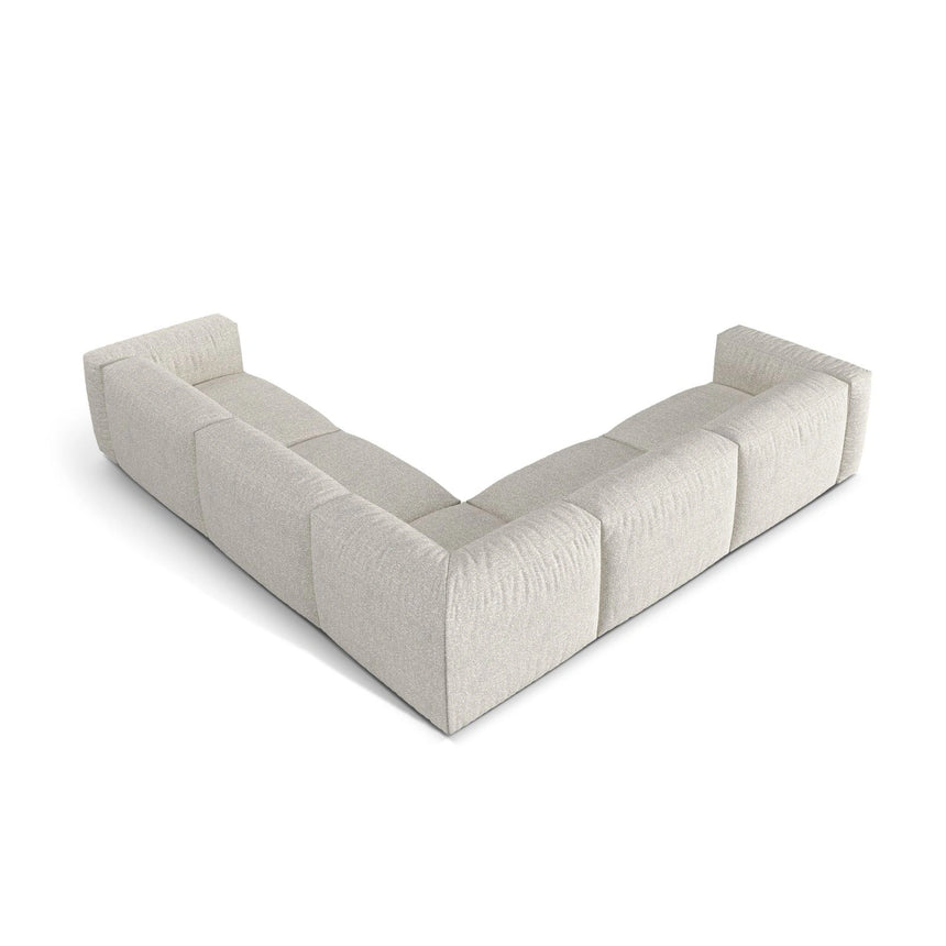 Martina modulares Ecksofa, Symmetrisch, Sitztiefe 76 cm, aus Boucle in Grau Beige meliert (Monet Pearl), 316x316 cm von Micadoni – Bild 3