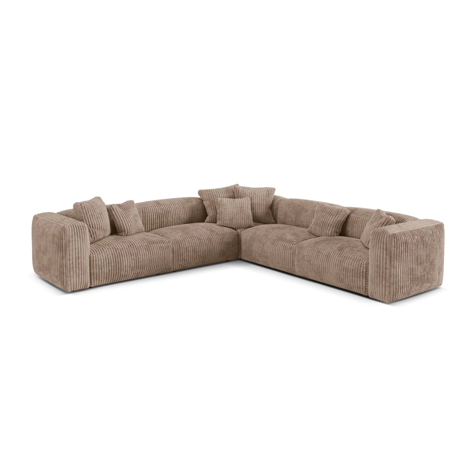 Martina modulares Ecksofa, Symmetrisch, Sitztiefe 76 cm, aus Cord in Acorn (Tilia 17), 316x316 cm von Micadoni – Bild 1