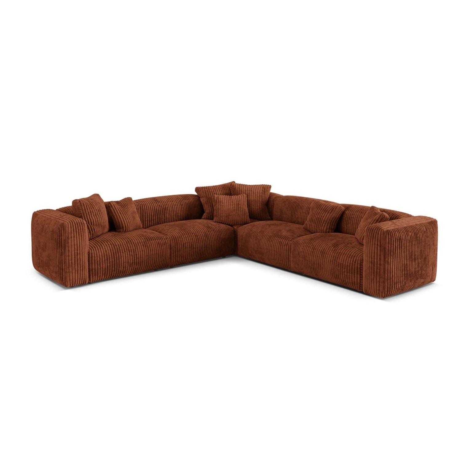 Martina modulares Ecksofa, Symmetrisch, Sitztiefe 76 cm, aus Cord in Brick (Tilia 52), 316x316 cm von Micadoni – Bild 1