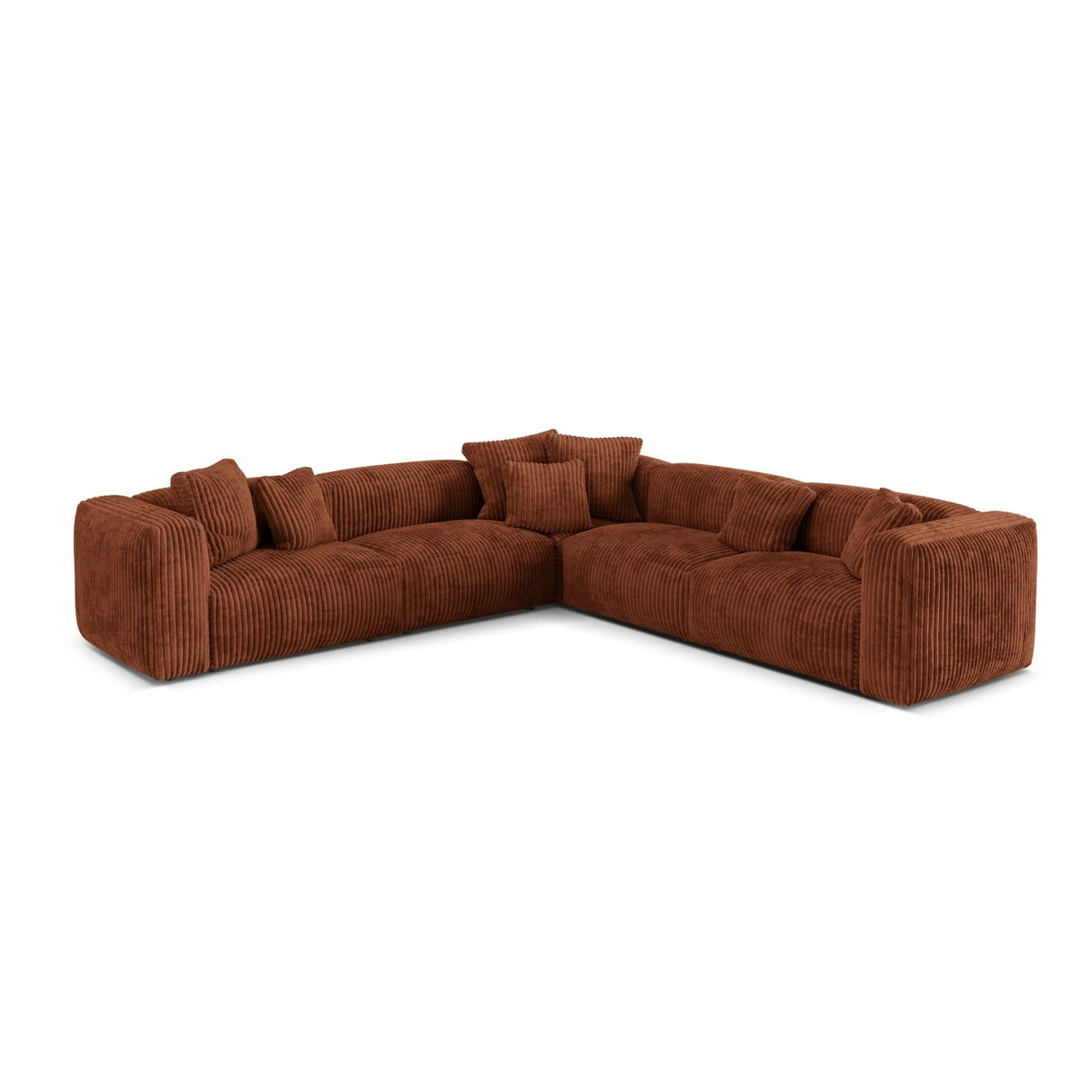 Martina modulares Ecksofa, Symmetrisch, Sitztiefe 76 cm, aus Cord in Brick (Tilia 52), 316x316 cm von Micadoni – Bild 1