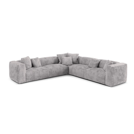 Martina modulares Ecksofa, Symmetrisch, Sitztiefe 76 cm, aus Cord in Hellgrau (Tilia 86), 316x316 cm von Micadoni – Bild 1