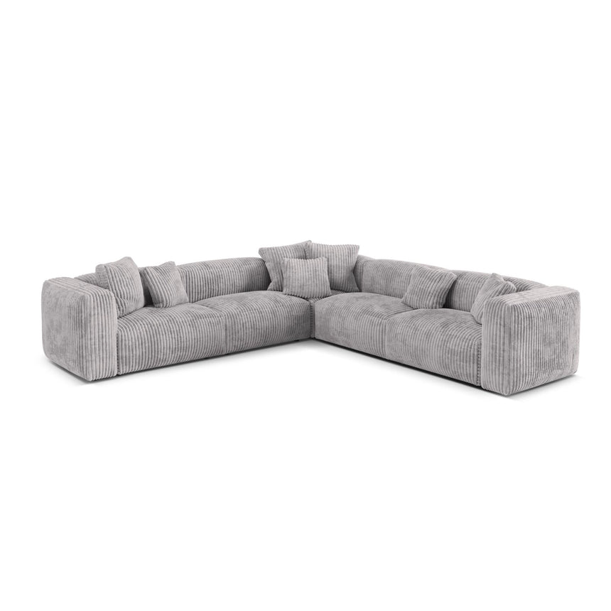 Martina modulares Ecksofa, Symmetrisch, Sitztiefe 76 cm, aus Cord in Hellgrau (Tilia 86), 316x316 cm von Micadoni – Bild 1