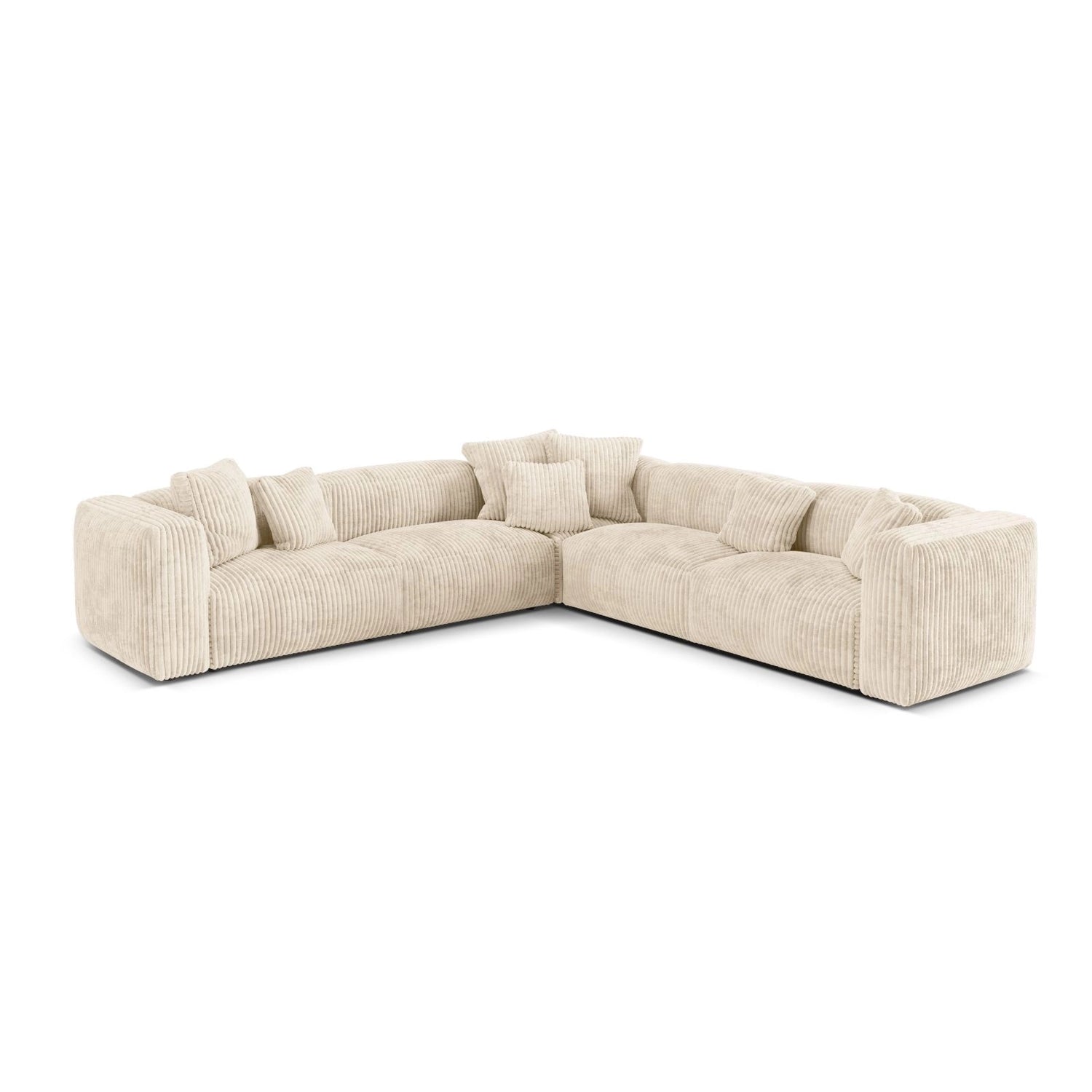 Martina modulares Ecksofa, Symmetrisch, Sitztiefe 76 cm, aus Cord in Leichtes Beige (Tilia 03), 316x316 cm von Micadoni – Bild 1
