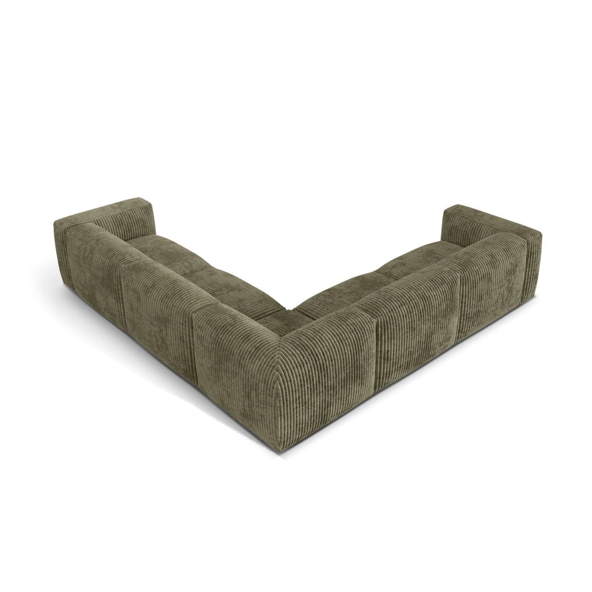 Martina modulares Ecksofa, Symmetrisch, Sitztiefe 76 cm, aus Cord in Moosgrün (Tilia 37), 316x316 cm von Micadoni – Bild 3