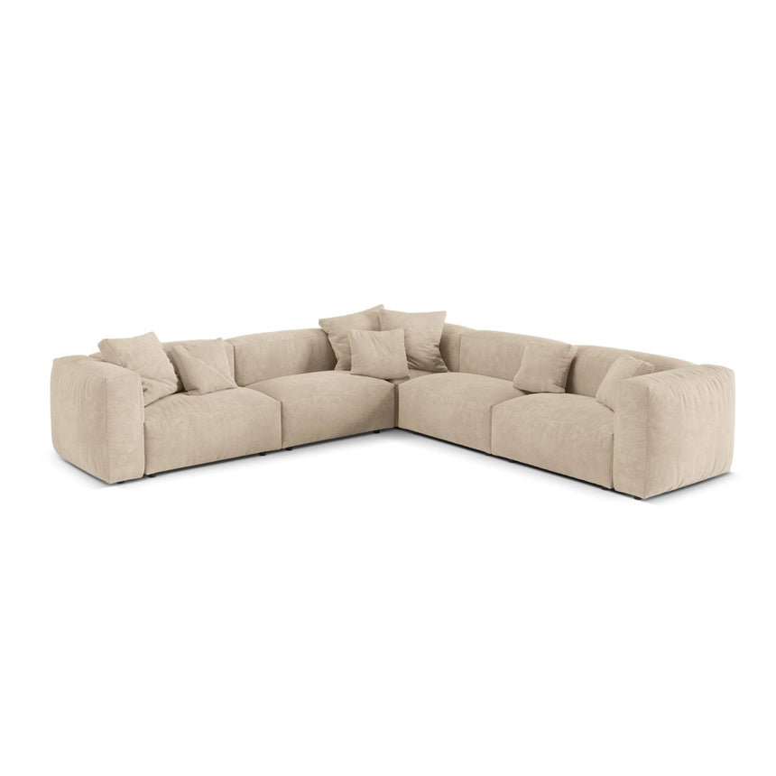 Martina modulares Ecksofa, Symmetrisch, Sitztiefe 76 cm, aus Samt, Cord, Boucle oder Strukturstoff, 316x316 cm von Micadoni – Bild 1