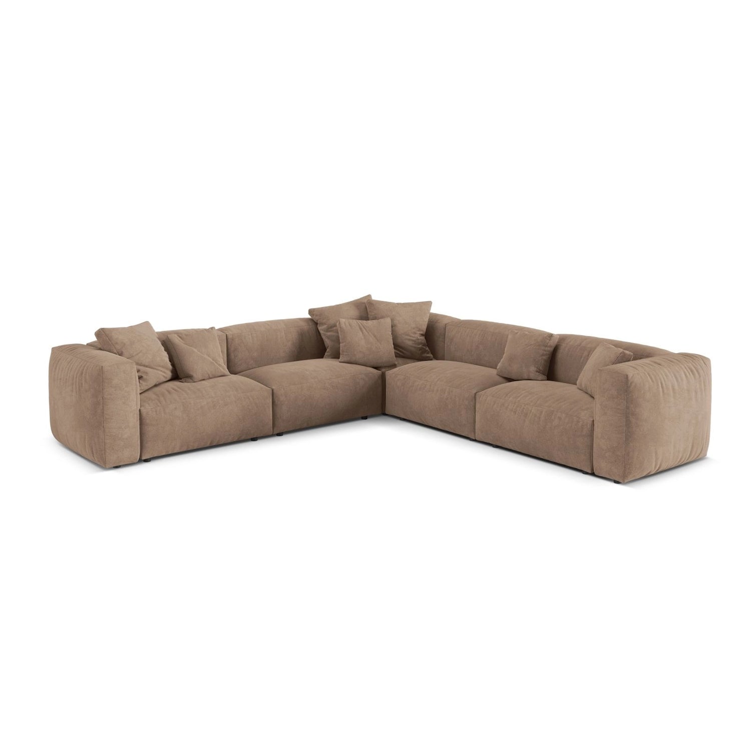 Martina modulares Ecksofa, Symmetrisch, Sitztiefe 76 cm, aus Samt in Dunkelbeige (Vogue 3), 316x316 cm von Micadoni – Bild 1
