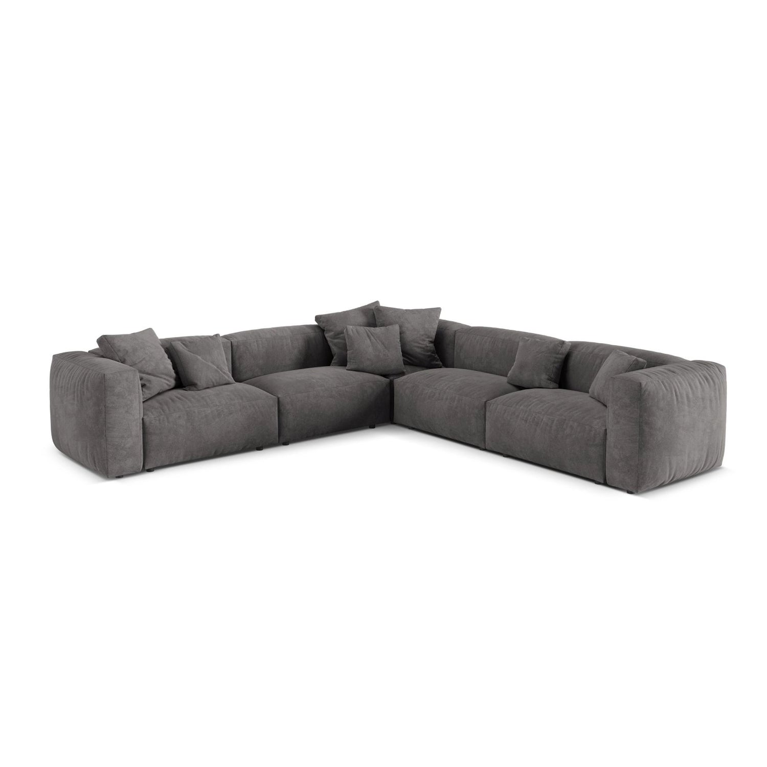 Martina modulares Ecksofa, Symmetrisch, Sitztiefe 76 cm, aus Samt in Grau (Vogue 15), 316x316 cm von Micadoni – Bild 1