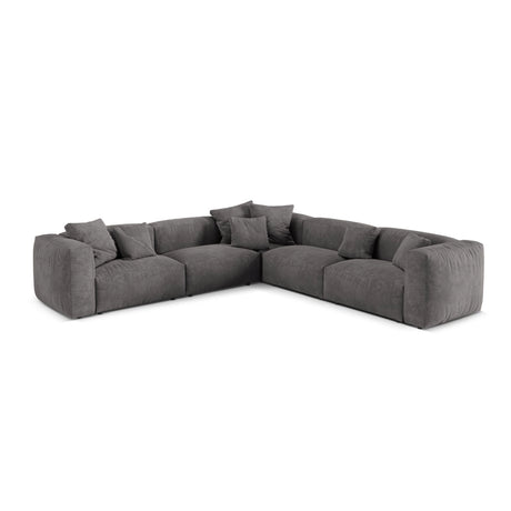Martina modulares Ecksofa, Symmetrisch, Sitztiefe 76 cm, aus Samt in Grau (Vogue 15), 316x316 cm von Micadoni – Bild 1