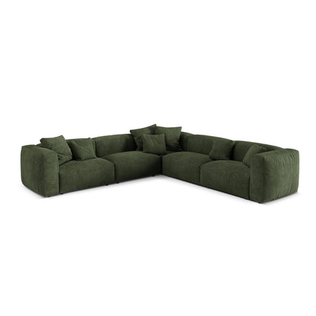 Martina modulares Ecksofa, Symmetrisch, Sitztiefe 76 cm, aus Samt in Grün (Vogue 11), 316x316 cm von Micadoni – Bild 1