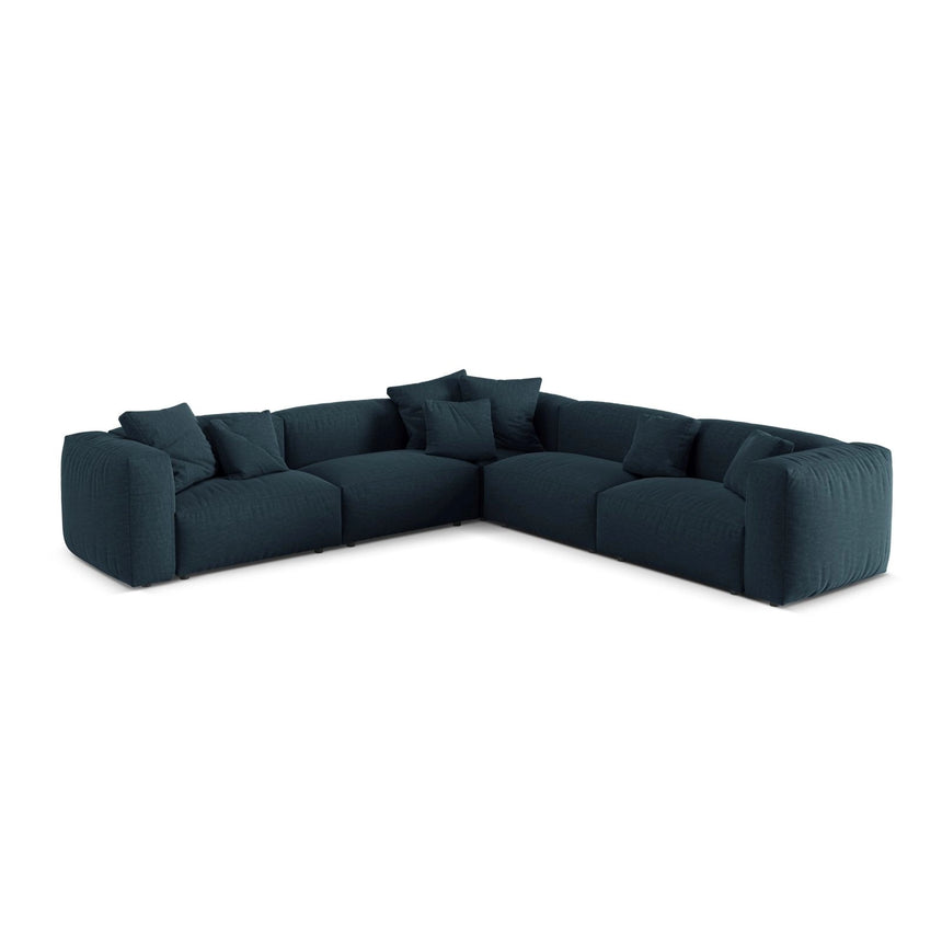 Martina modulares Ecksofa, Symmetrisch, Sitztiefe 76 cm, aus Strukturierter Stoff in Blau Jeans (Boston Ocean), 316x316 cm von Micadoni – Bild 1
