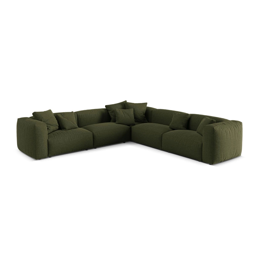 Martina modulares Ecksofa, Symmetrisch, Sitztiefe 76 cm, aus Strukturierter Stoff in Grün (Boston Forest), 316x316 cm von Micadoni – Bild 1