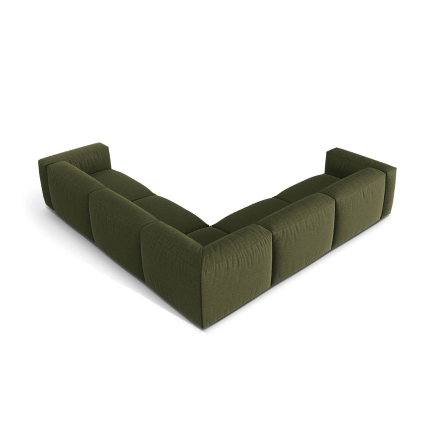 Martina modulares Ecksofa, Symmetrisch, Sitztiefe 76 cm, aus Strukturierter Stoff in Grün (Boston Forest), 316x316 cm von Micadoni – Bild 3