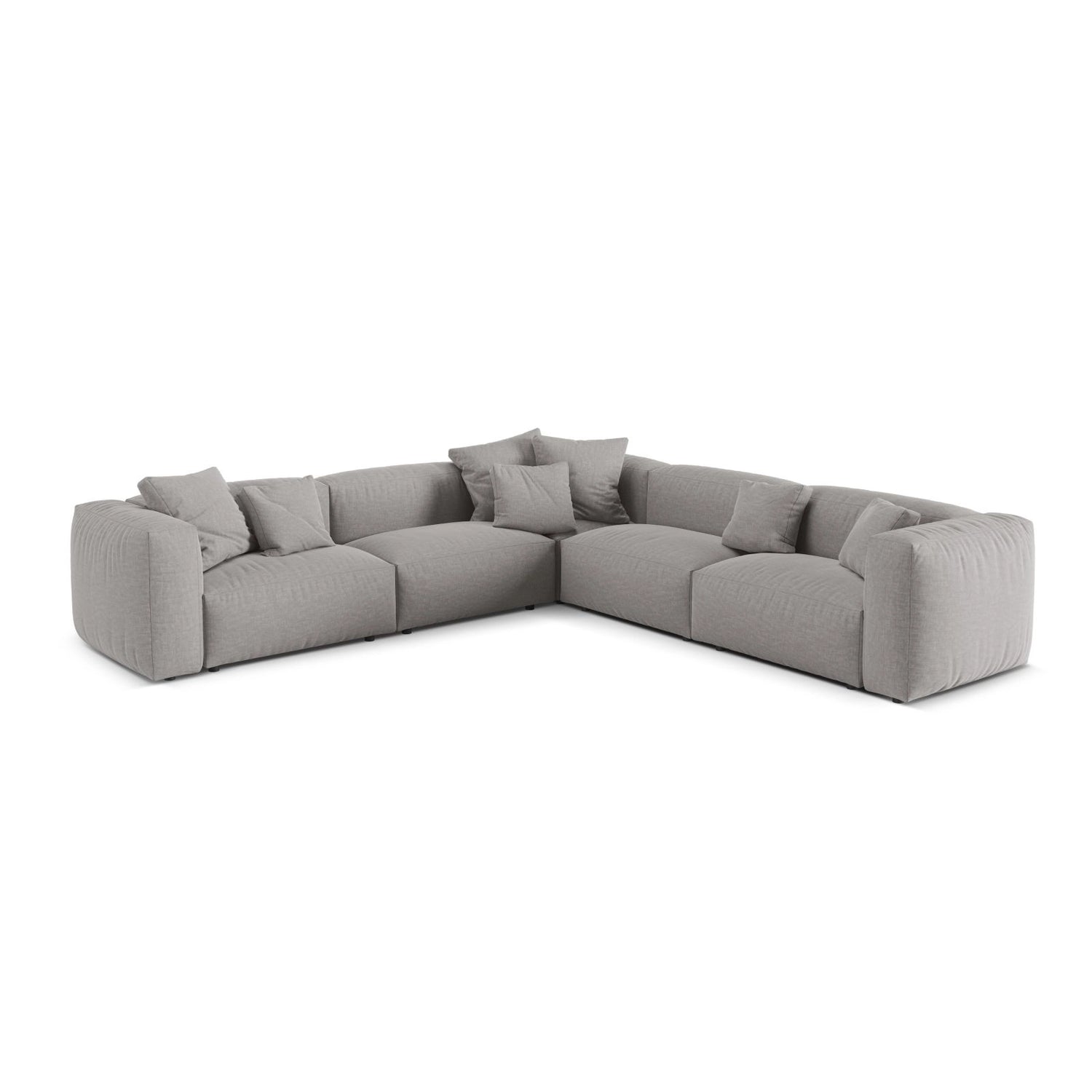 Martina modulares Ecksofa, Symmetrisch, Sitztiefe 76 cm, aus Strukturierter Stoff in Hellgrau (Boston Light Grey), 316x316 cm von Micadoni – Bild 1