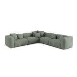 Martina modulares Ecksofa, Symmetrisch, Sitztiefe 76 cm, aus Strukturierter Stoff in Moosgrün (Boston Water Green), 316x316 cm von Micadoni – Bild 1