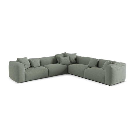 Martina modulares Ecksofa, Symmetrisch, Sitztiefe 76 cm, aus Strukturierter Stoff in Moosgrün (Boston Water Green), 316x316 cm von Micadoni – Bild 1