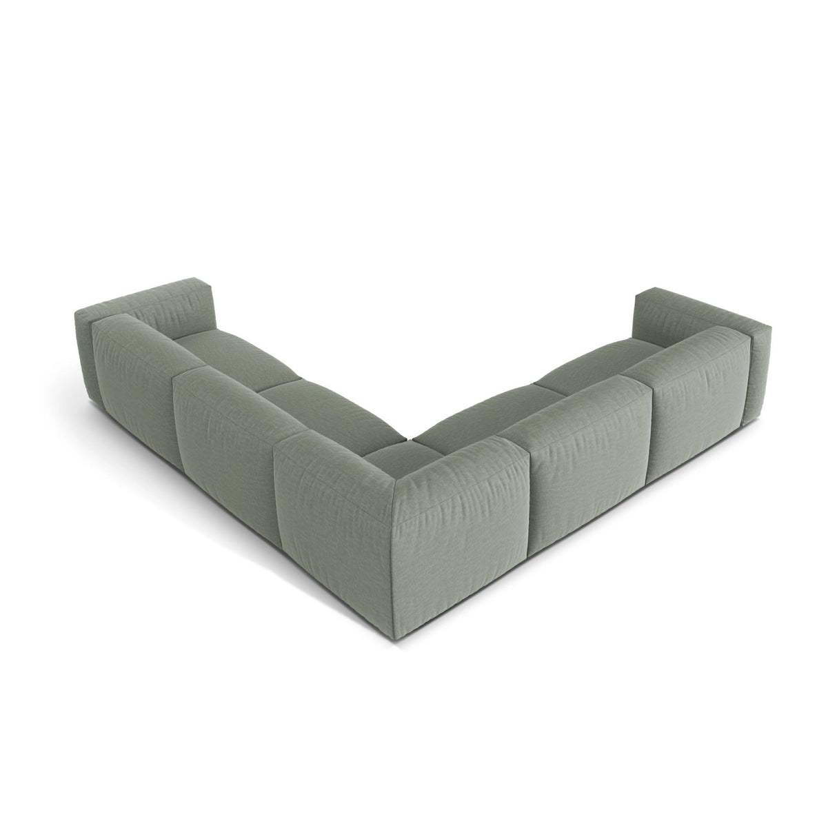 Martina modulares Ecksofa, Symmetrisch, Sitztiefe 76 cm, aus Strukturierter Stoff in Moosgrün (Boston Water Green), 316x316 cm von Micadoni – Bild 3