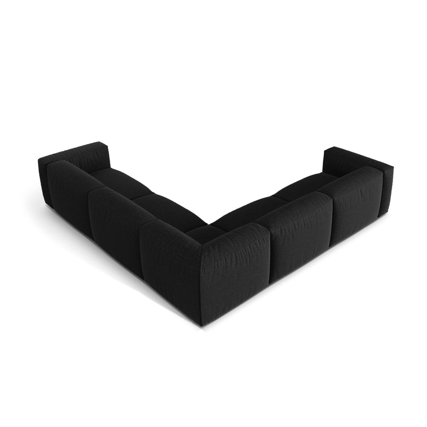 Martina modulares Ecksofa, Symmetrisch, Sitztiefe 76 cm, aus Strukturierter Stoff in Schwarz (Boston Black), 316x316 cm von Micadoni – Bild 3