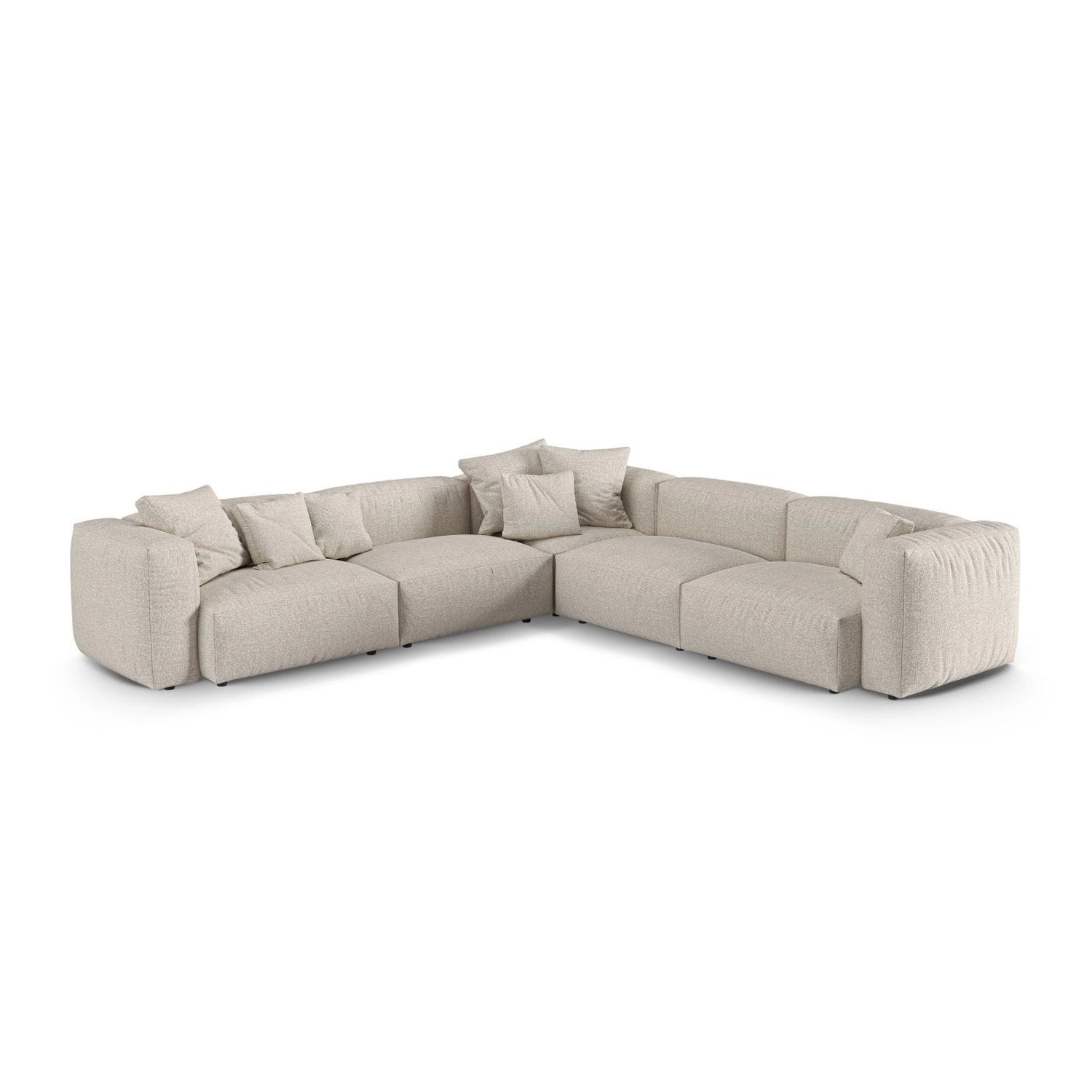 Martina modulares Ecksofa, Symmetrisch, Sitztiefe 90 cm, aus Boucle in Beige (Monet Sand), 330x330 cm von Micadoni – Bild 1