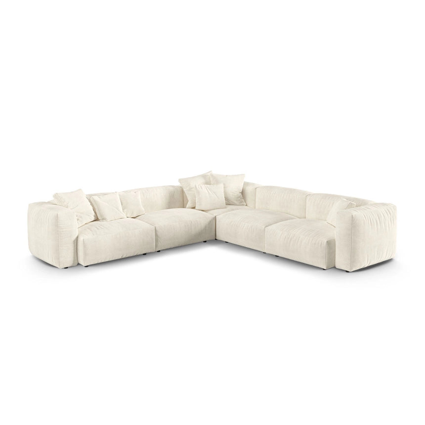 Martina modulares Ecksofa, Symmetrisch, Sitztiefe 90 cm, aus Boucle in Elfenbein (Monet Nata), 330x330 cm von Micadoni – Bild 1