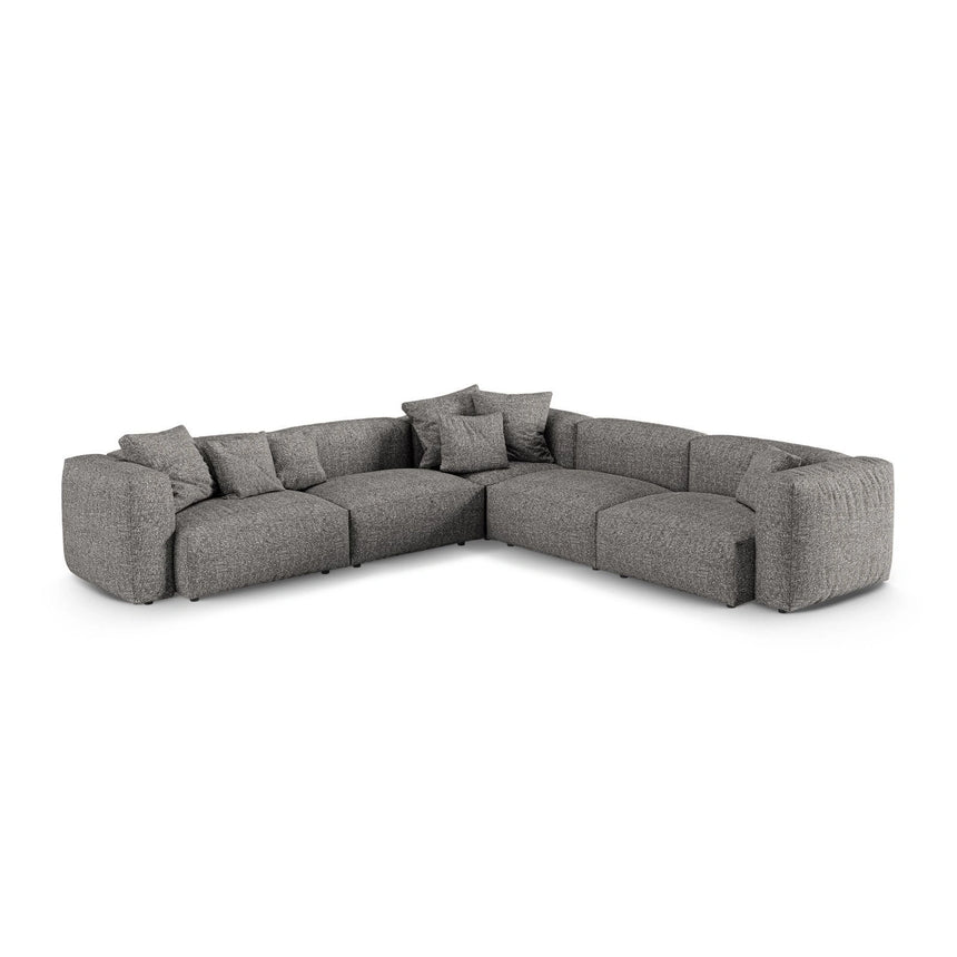 Martina modulares Ecksofa, Symmetrisch, Sitztiefe 90 cm, aus Boucle in Graphit (Monet Graphite), 330x330 cm von Micadoni – Bild 1