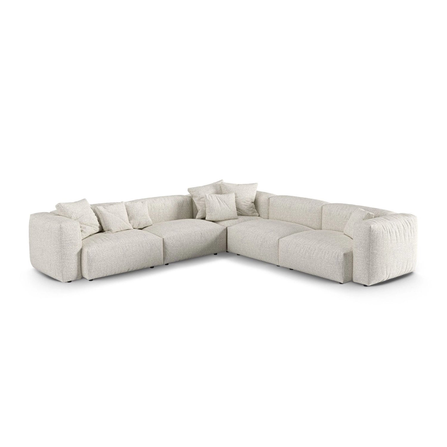 Martina modulares Ecksofa, Symmetrisch, Sitztiefe 90 cm, aus Boucle in Grau Beige meliert (Monet Pearl), 330x330 cm von Micadoni – Bild 1