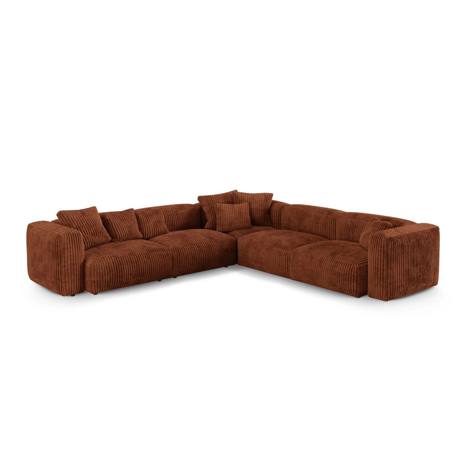 Martina modulares Ecksofa, Symmetrisch, Sitztiefe 90 cm, aus Cord in Brick (Tilia 52), 330x330 cm von Micadoni – Bild 1