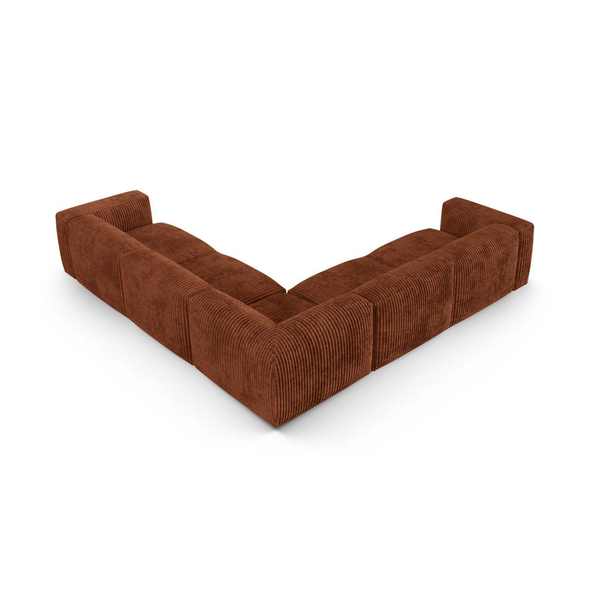 Martina modulares Ecksofa, Symmetrisch, Sitztiefe 90 cm, aus Cord in Brick (Tilia 52), 330x330 cm von Micadoni – Bild 3