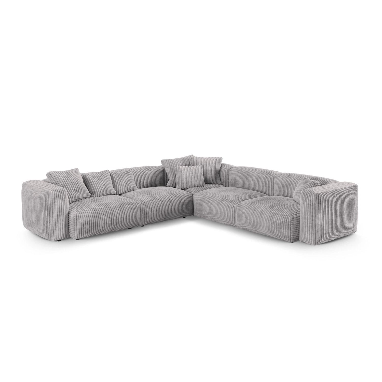 Martina modulares Ecksofa, Symmetrisch, Sitztiefe 90 cm, aus Cord in Hellgrau (Tilia 86), 330x330 cm von Micadoni – Bild 1