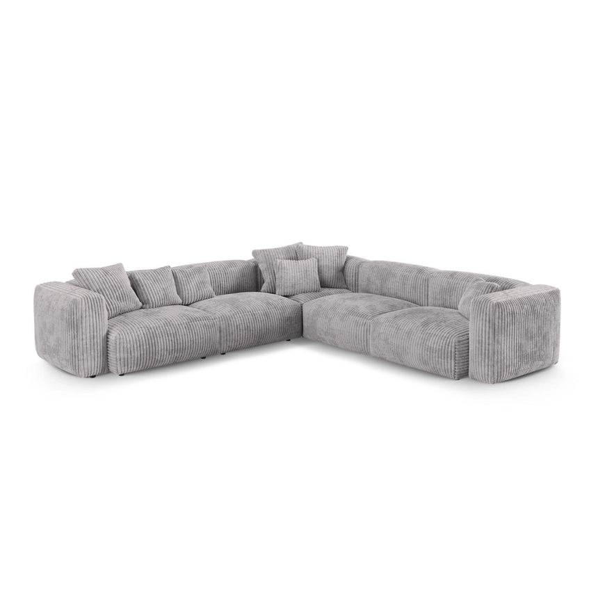 Martina modulares Ecksofa, Symmetrisch, Sitztiefe 90 cm, aus Cord in Hellgrau (Tilia 86), 330x330 cm von Micadoni – Bild 1