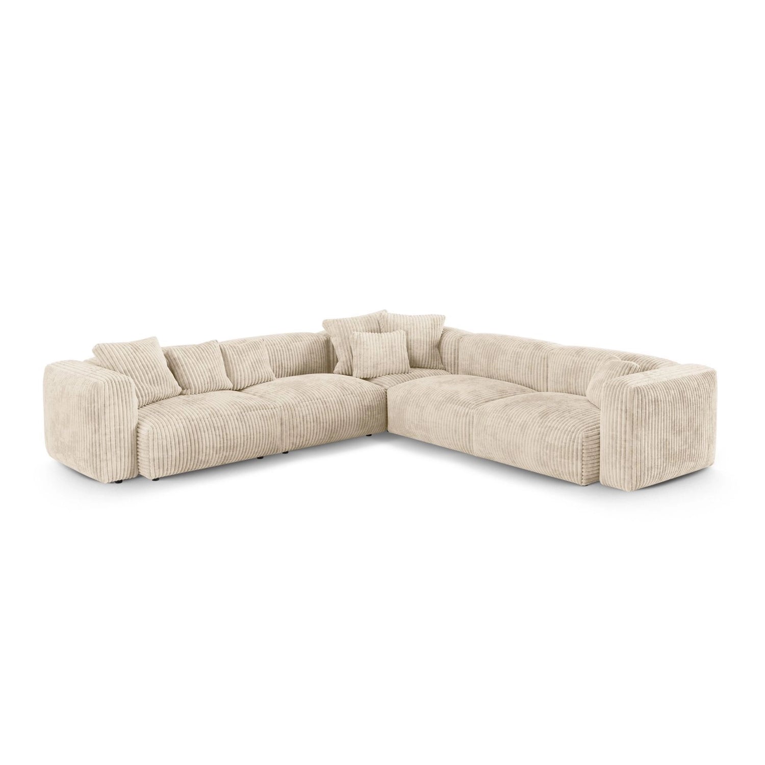Martina modulares Ecksofa, Symmetrisch, Sitztiefe 90 cm, aus Cord in Leichtes Beige (Tilia 03), 330x330 cm von Micadoni – Bild 1