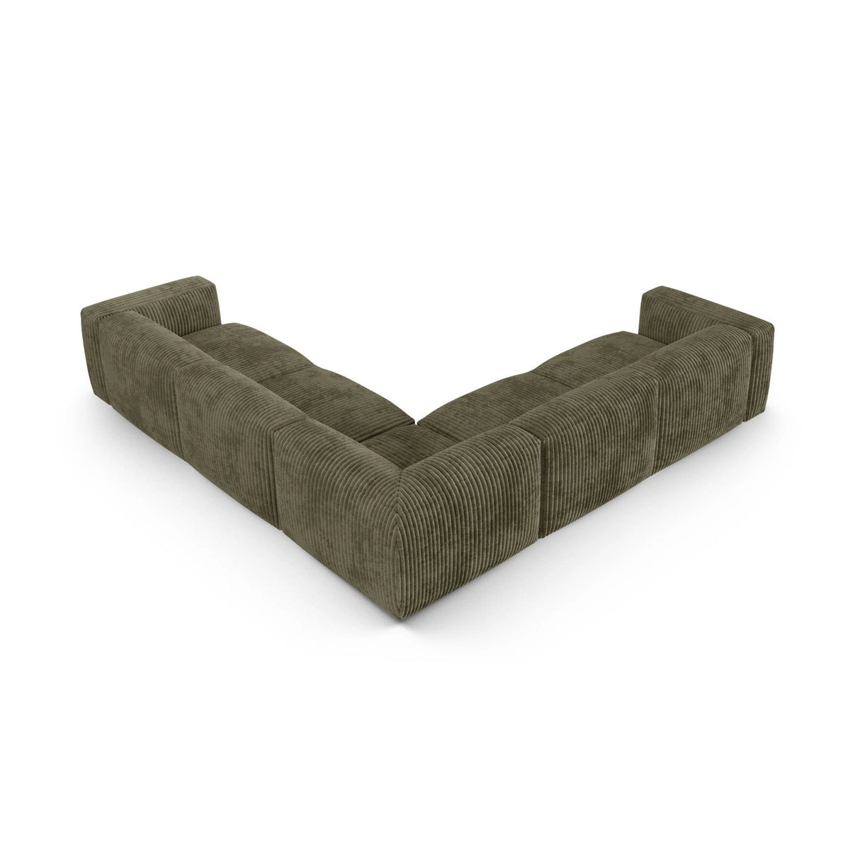 Martina modulares Ecksofa, Symmetrisch, Sitztiefe 90 cm, aus Cord in Moosgrün (Tilia 37), 330x330 cm von Micadoni – Bild 3