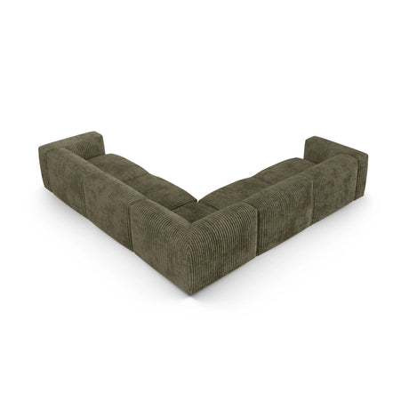 Martina modulares Ecksofa, Symmetrisch, Sitztiefe 90 cm, aus Cord in Moosgrün (Tilia 37), 330x330 cm von Micadoni – Bild 3