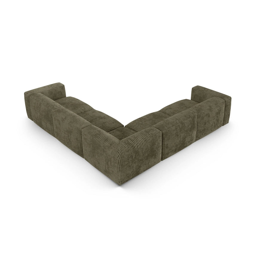 Martina modulares Ecksofa, Symmetrisch, Sitztiefe 90 cm, aus Cord in Moosgrün (Tilia 37), 330x330 cm von Micadoni – Bild 3