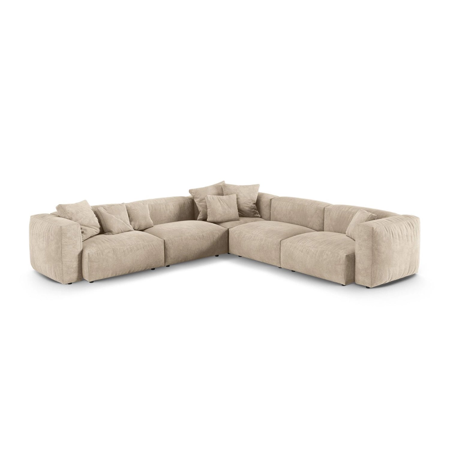 Martina modulares Ecksofa, Symmetrisch, Sitztiefe 90 cm, aus Samt, Cord, Boucle oder Strukturstoff, 330x330 cm von Micadoni – Bild 1