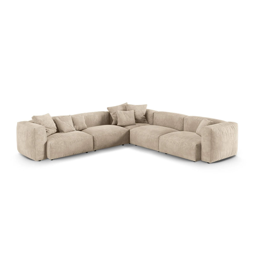 Martina modulares Ecksofa, Symmetrisch, Sitztiefe 90 cm, aus Samt, Cord, Boucle oder Strukturstoff, 330x330 cm von Micadoni – Bild 1