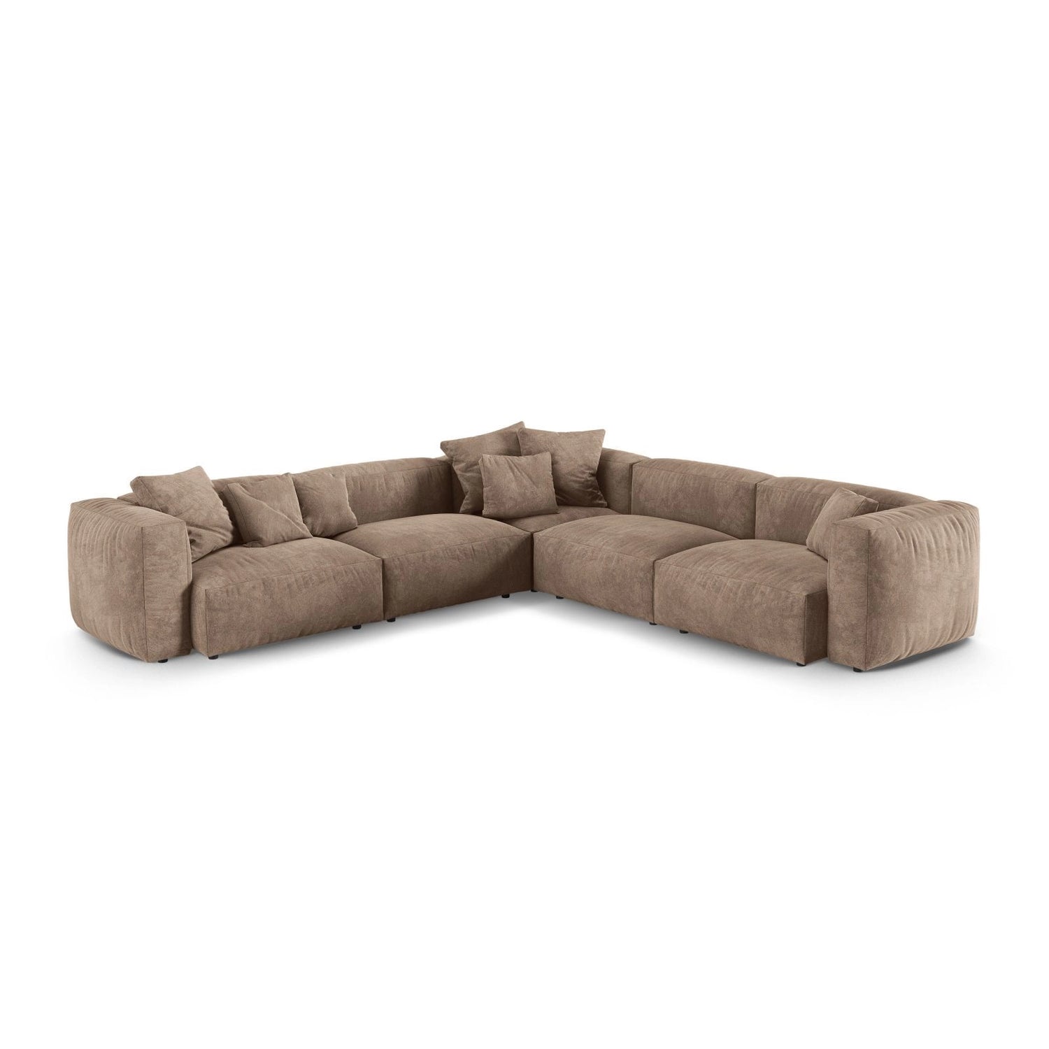 Martina modulares Ecksofa, Symmetrisch, Sitztiefe 90 cm, aus Samt in Dunkelbeige (Vogue 3), 330x330 cm von Micadoni – Bild 1