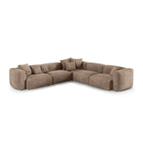 Martina modulares Ecksofa, Symmetrisch, Sitztiefe 90 cm, aus Samt in Dunkelbeige (Vogue 3), 330x330 cm von Micadoni – Bild 1