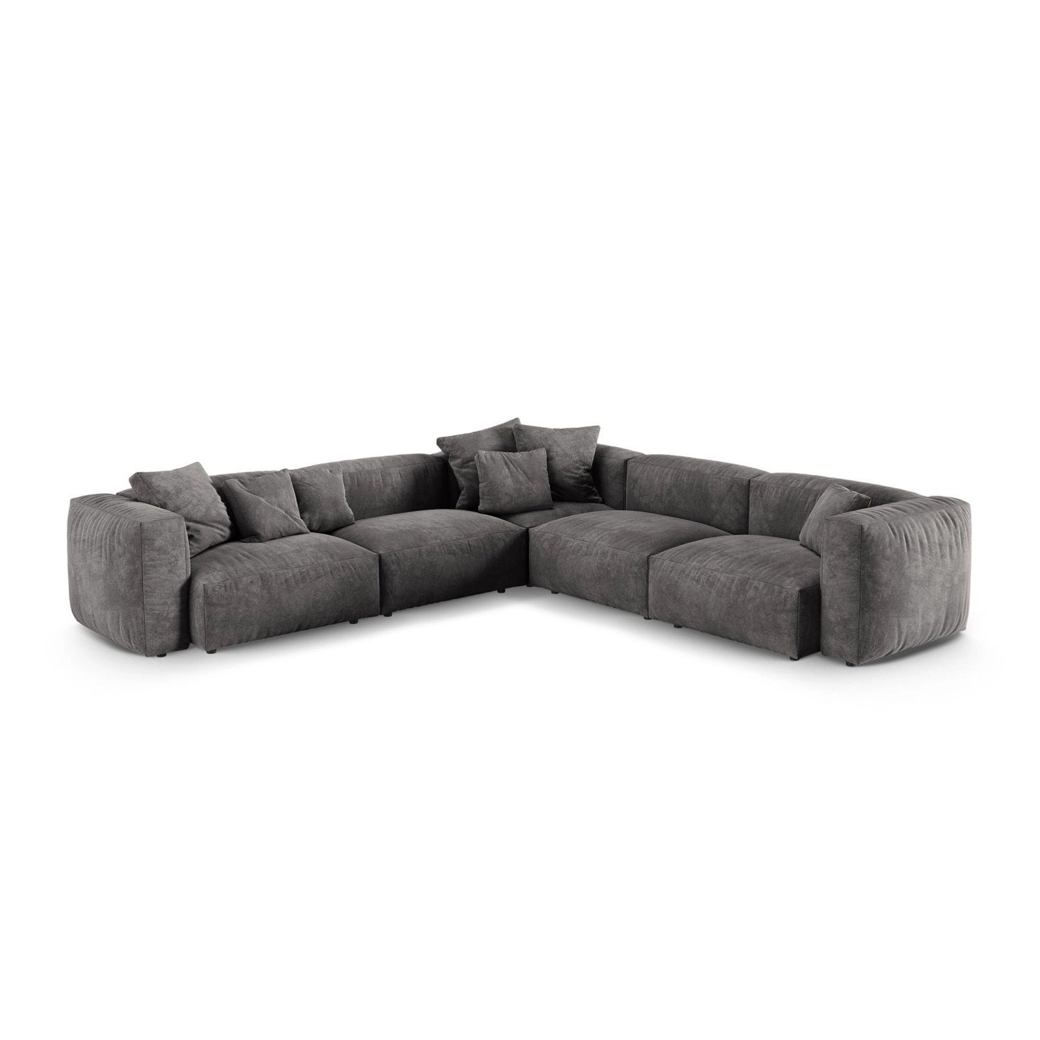 Martina modulares Ecksofa, Symmetrisch, Sitztiefe 90 cm, aus Samt in Grau (Vogue 15), 330x330 cm von Micadoni – Bild 1