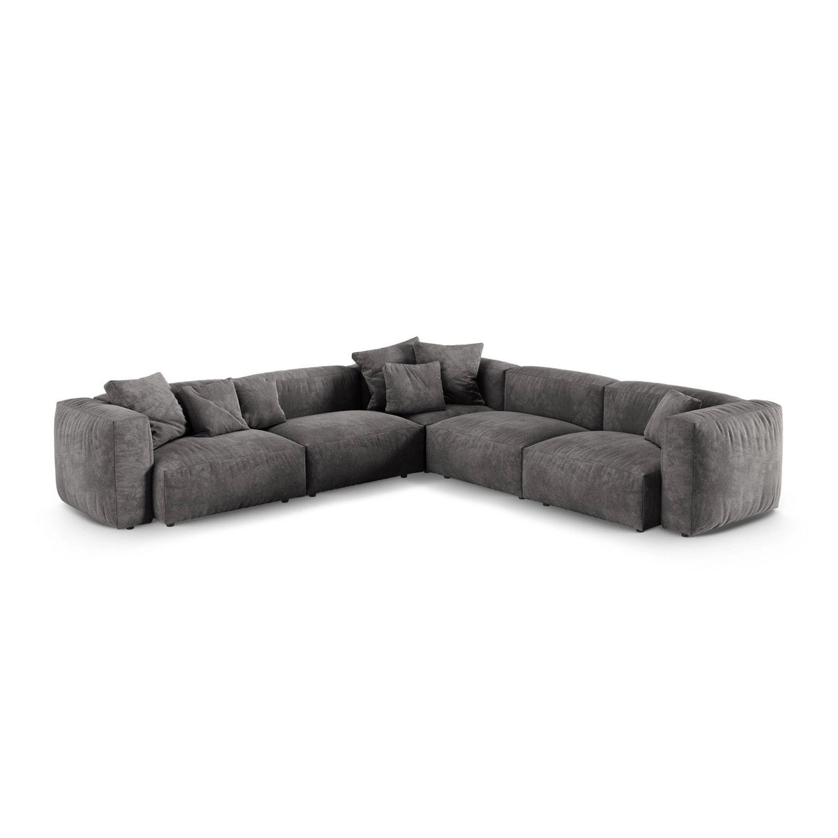 Martina modulares Ecksofa, Symmetrisch, Sitztiefe 90 cm, aus Samt in Grau (Vogue 15), 330x330 cm von Micadoni – Bild 1