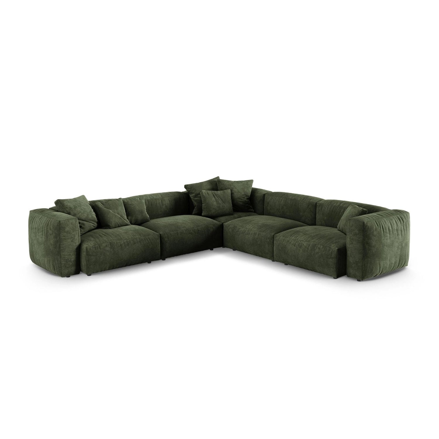 Martina modulares Ecksofa, Symmetrisch, Sitztiefe 90 cm, aus Samt in Grün (Vogue 11), 330x330 cm von Micadoni – Bild 1