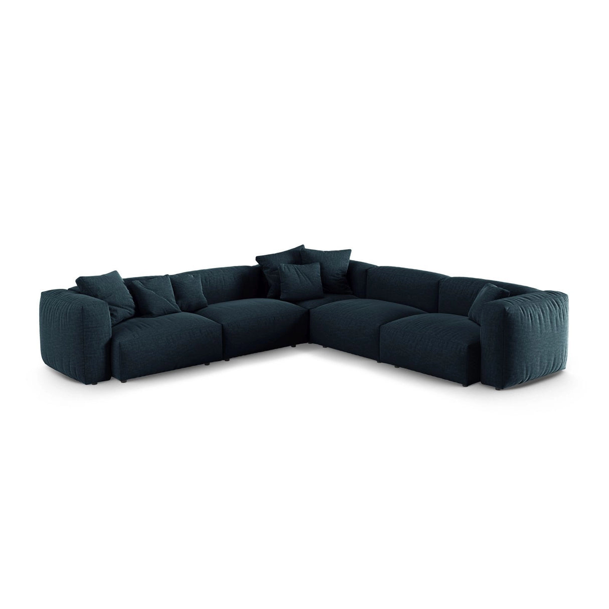 Martina modulares Ecksofa, Symmetrisch, Sitztiefe 90 cm, aus Strukturierter Stoff in Blau Jeans (Boston Ocean), 330x330 cm von Micadoni – Bild 1