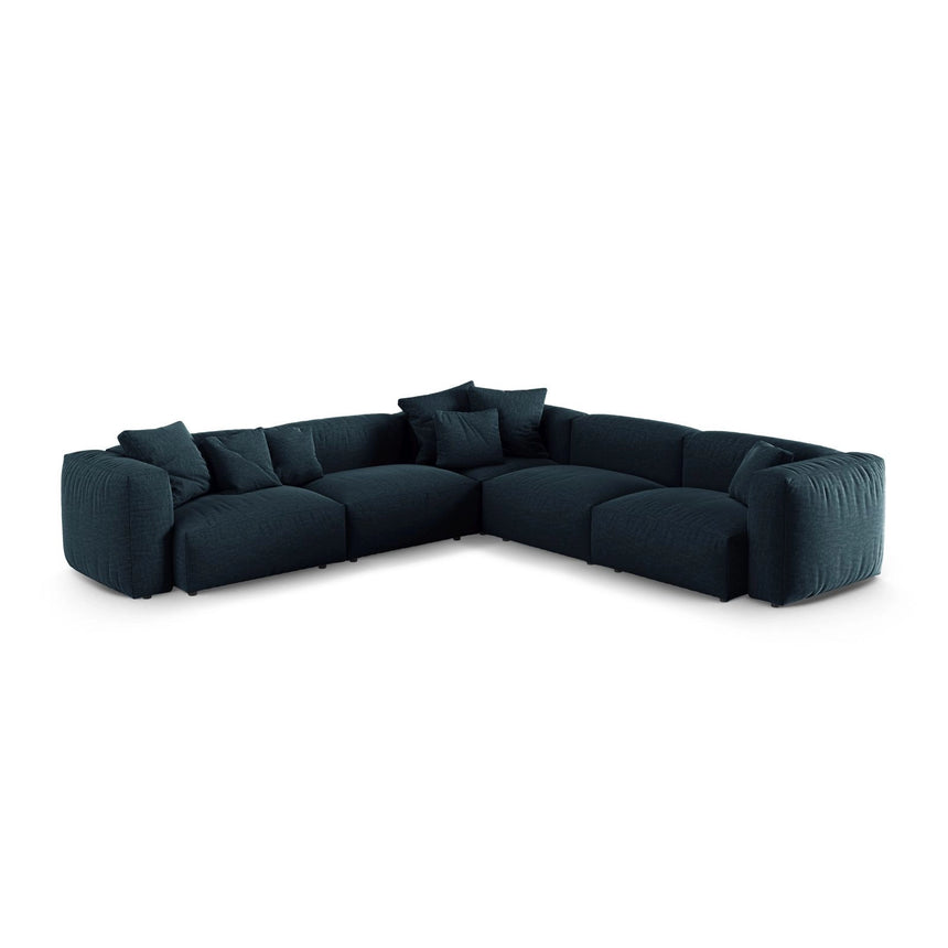 Martina modulares Ecksofa, Symmetrisch, Sitztiefe 90 cm, aus Strukturierter Stoff in Blau Jeans (Boston Ocean), 330x330 cm von Micadoni – Bild 1