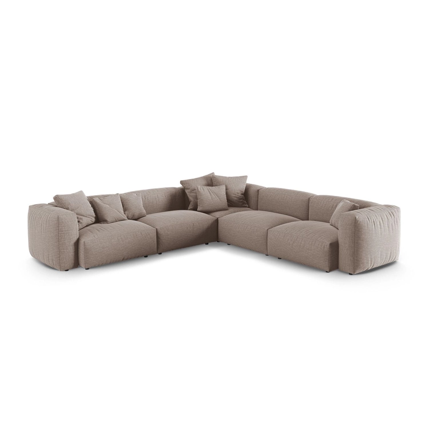 Martina modulares Ecksofa, Symmetrisch, Sitztiefe 90 cm, aus Strukturierter Stoff in Dunkelbeige (Boston Trufa), 330x330 cm von Micadoni – Bild 1