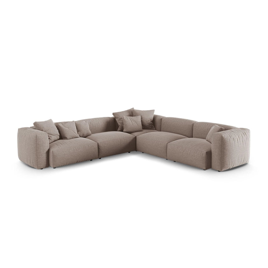 Martina modulares Ecksofa, Symmetrisch, Sitztiefe 90 cm, aus Strukturierter Stoff in Dunkelbeige (Boston Trufa), 330x330 cm von Micadoni – Bild 1