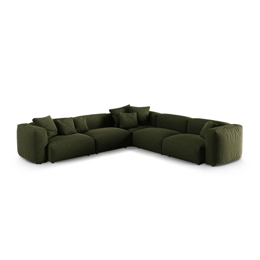 Martina modulares Ecksofa, Symmetrisch, Sitztiefe 90 cm, aus Strukturierter Stoff in Grün (Boston Forest), 330x330 cm von Micadoni – Bild 1