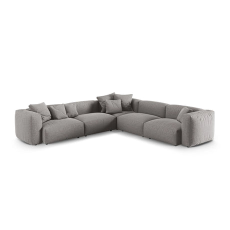 Martina modulares Ecksofa, Symmetrisch, Sitztiefe 90 cm, aus Strukturierter Stoff in Hellgrau (Boston Light Grey), 330x330 cm von Micadoni – Bild 1