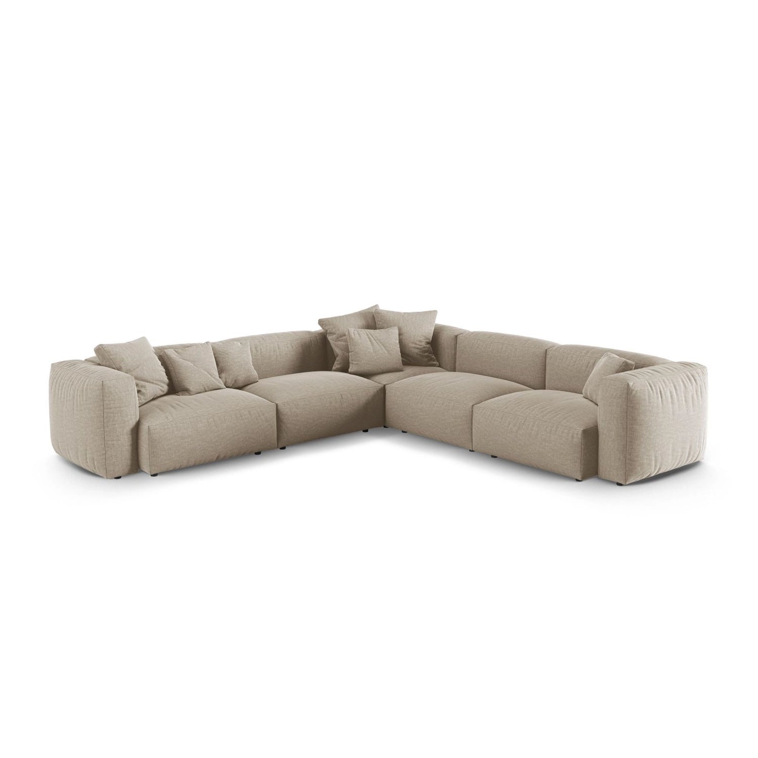 Martina modulares Ecksofa, Symmetrisch, Sitztiefe 90 cm, aus Strukturierter Stoff in Leichtes Beige (Boston Toffee), 330x330 cm von Micadoni – Bild 1