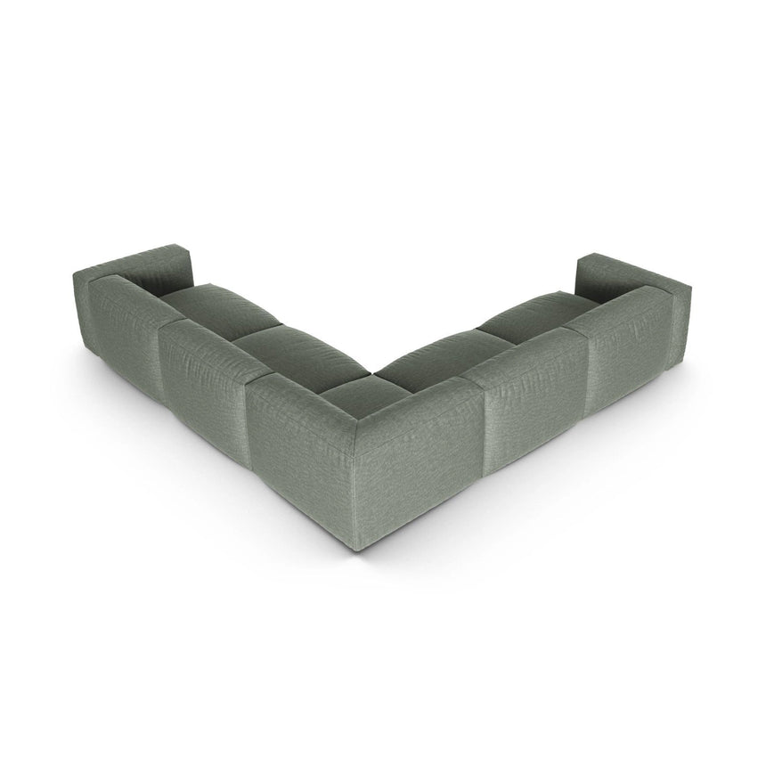 Martina modulares Ecksofa, Symmetrisch, Sitztiefe 90 cm, aus Strukturierter Stoff in Moosgrün (Boston Water Green), 330x330 cm von Micadoni – Bild 3