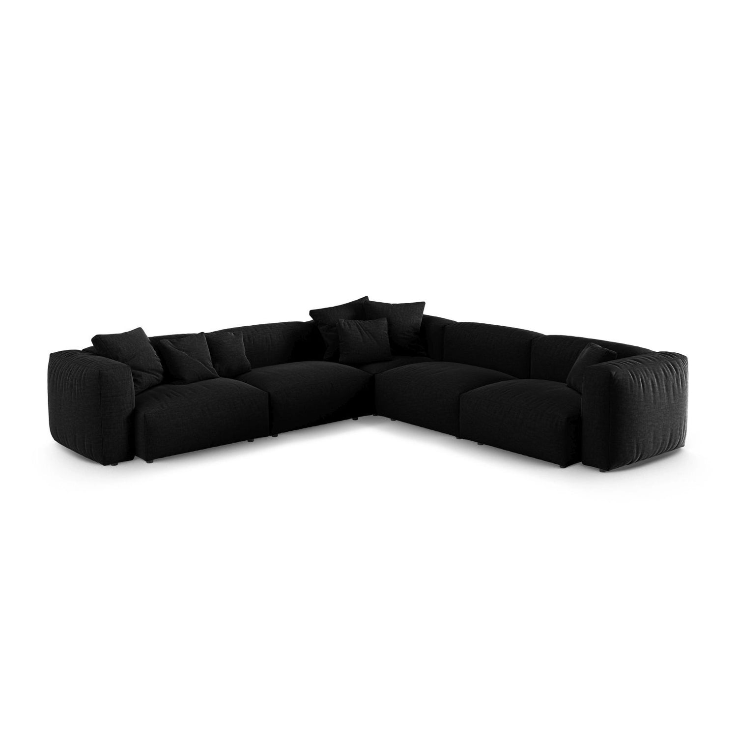 Martina modulares Ecksofa, Symmetrisch, Sitztiefe 90 cm, aus Strukturierter Stoff in Schwarz (Boston Black), 330x330 cm von Micadoni – Bild 1